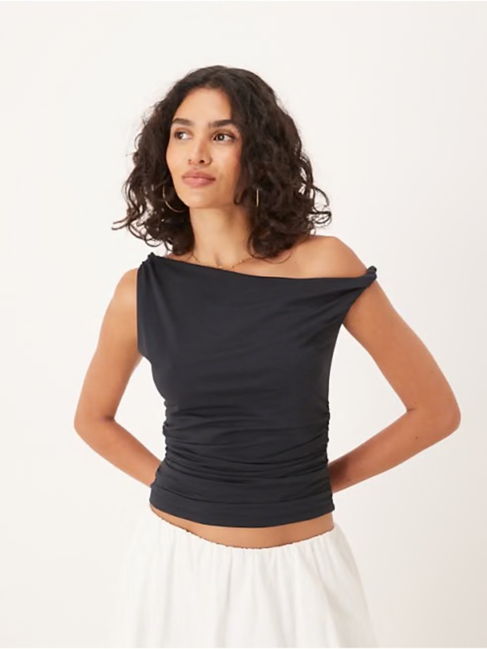 abercrombie asymmetrical twist shoulder top